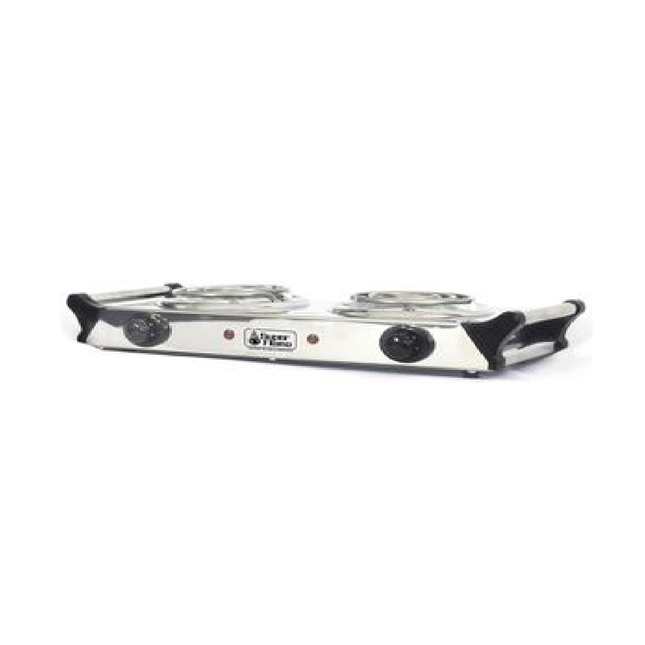 Parrilla Supra SILVER TWO 2 Resistencia con Termostato con Asas y todo Acero Inox 1000w