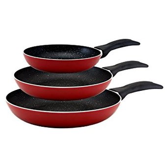 Juego De Sartenes De 3 Pz 20 24 30 Color Rojo Marca Vasconia Mod.84981