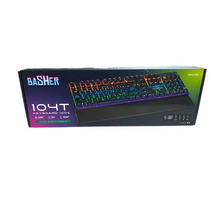 Teclado Mitzu BASH-1004 Gamer Alambrico fullrainbow/104 Negro