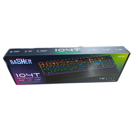 Teclado Mitzu BASH-1004 Gamer Alambrico fullrainbow/104 Negro