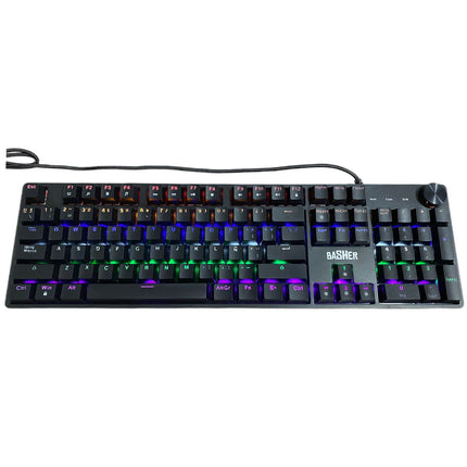Teclado Mitzu BASH-1004 Gamer Alambrico fullrainbow/104 Negro