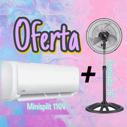 Combo Minisplit Mabe MMT12CABWCAM 12,000BTUS + Ventilador Z FAN 3388 16"