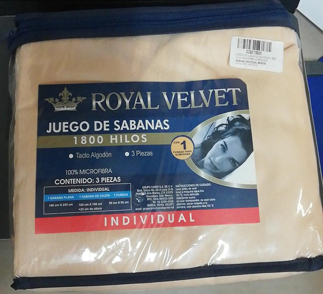 Juego De Sábanas Royal Velvet 1800 Hilos Tacto Ultra Suave Diseño de la tela Liso Beige