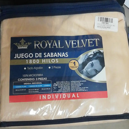 Juego De Sábanas Royal Velvet 1800 Hilos Tacto Ultra Suave Diseño de la tela Liso Beige