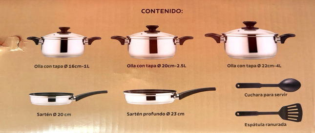 Bateria Tramontina 32300409 Acero Inox 10 piezas