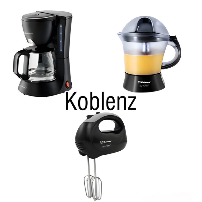 COMBO KOBLENZ 3 Exprimidor de citricos + Cafetera + Batidora Manual