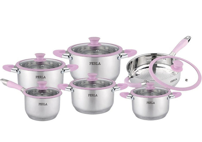 Bateria Perla Claudia S112CL 12 piezas Inox/Rosa