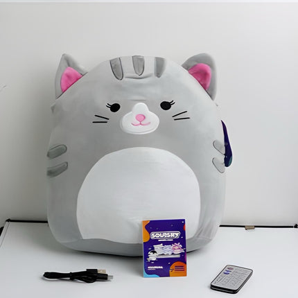 ISP-SQUISHY PELUCHE CON BOCINA PORTÁTIL INCORPORADA GATITO