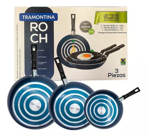 Set Juego de 3 sartenes Tramontina 27899443 De Aluminio  Azul