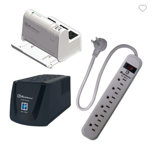 3 PACK Regulador de Voltaje Koblenz ER-2250 Negro, Estacion de carga y Multicontacto