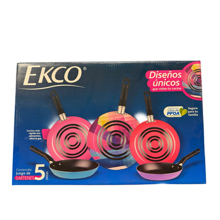 ESPECIAL Juego de 5 Sartenes 35808 Ekco De Aluminio Con Tecnología Duraflon