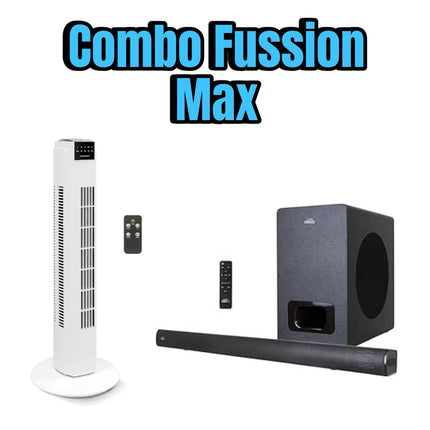 COMBO Barra De Sonido Fussion con Subwoofer SBAR-0005 30w + Ventilador de Torre Fussion VEN-0006 32''