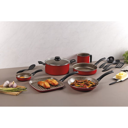 Batería Cocina Tramontina 27899522 12Pzas Ankara Rojo Antiadherente