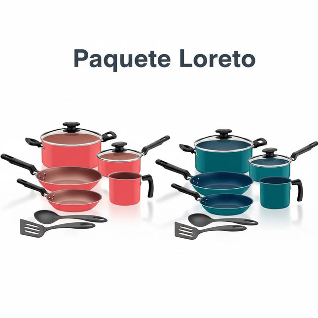 Paquete 2 Baterias Tramontina 27899363 / 27899364 9 piezas Coral + Verde
