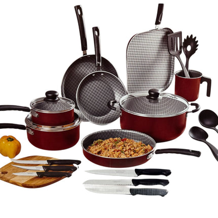 Paquete Bateria Tramontina 27899480 Starflon Roja 21 pz + Horno Koblenz HKM 1500 C Electrico Conveccion