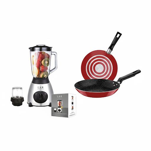 Combo Doble Licuadora LAR LARLB-0003 1.5L 300w de vidrio + Juego de Sartenes Tramontina Roch 27899375 2 Piezas