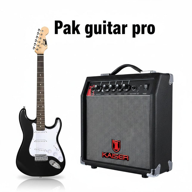 Pak Guitar Pro Amplificador Mitzu KAG-2001 para guitarra 6.5 con BOOTS 25W RMS + Guitarra Electrica KGE-3901 STRATOCASTER 39 de Madera