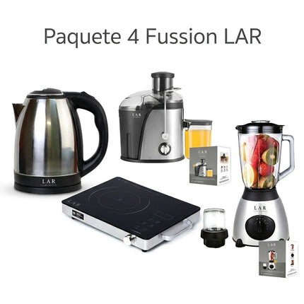 Paquete Fussion 4 LARLB- 0001 Extractor/ 0003 Licuadora/ 0004 Parrilla/ 0005 Hervidor una combinación esencial