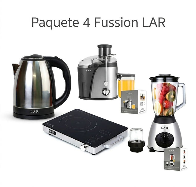 Paquete Fussion 4 LARLB- 0001 Extractor/ 0003 Licuadora/ 0004 Parrilla/ 0005 Hervidor una combinación esencial