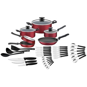 Batería Cocina Tramontina 20399779 Roja Cuchillos Ollas De Chef 38 Pz