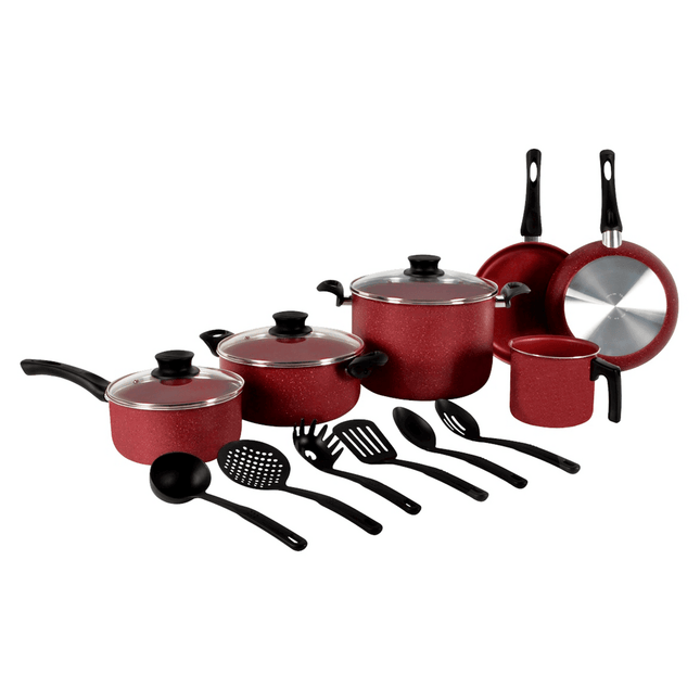 Bateria de Cocina Tramontina 32200308 GENOVA 15 PIEZAS ROJO