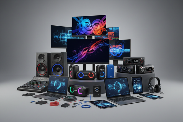 IMAGEN DE PANTALLAS, BOCINA, BAFLE, AUTOESTEREO, AUDIFONOS, LAPTOP, TABLET, ETC