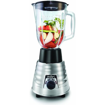 Licuadora MAN LMV-201  Vaso Vidrio 600W Titanio 2 VEL, Cromo-Negro