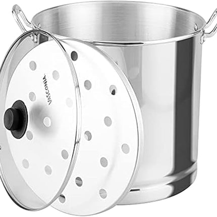 Vaporera de aluminio VAPORE 34VAS Vasconia 30L  Tapa de Vidrio
