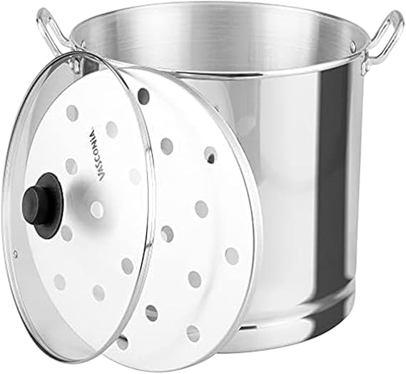 Vaporera de aluminio VAPORE 34VAS Vasconia 30L  Tapa de Vidrio